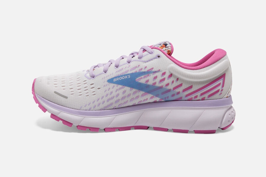 Brooks Ghost 13 Road Running Shoes Womens White/Pink/Blue 035617-ASZ